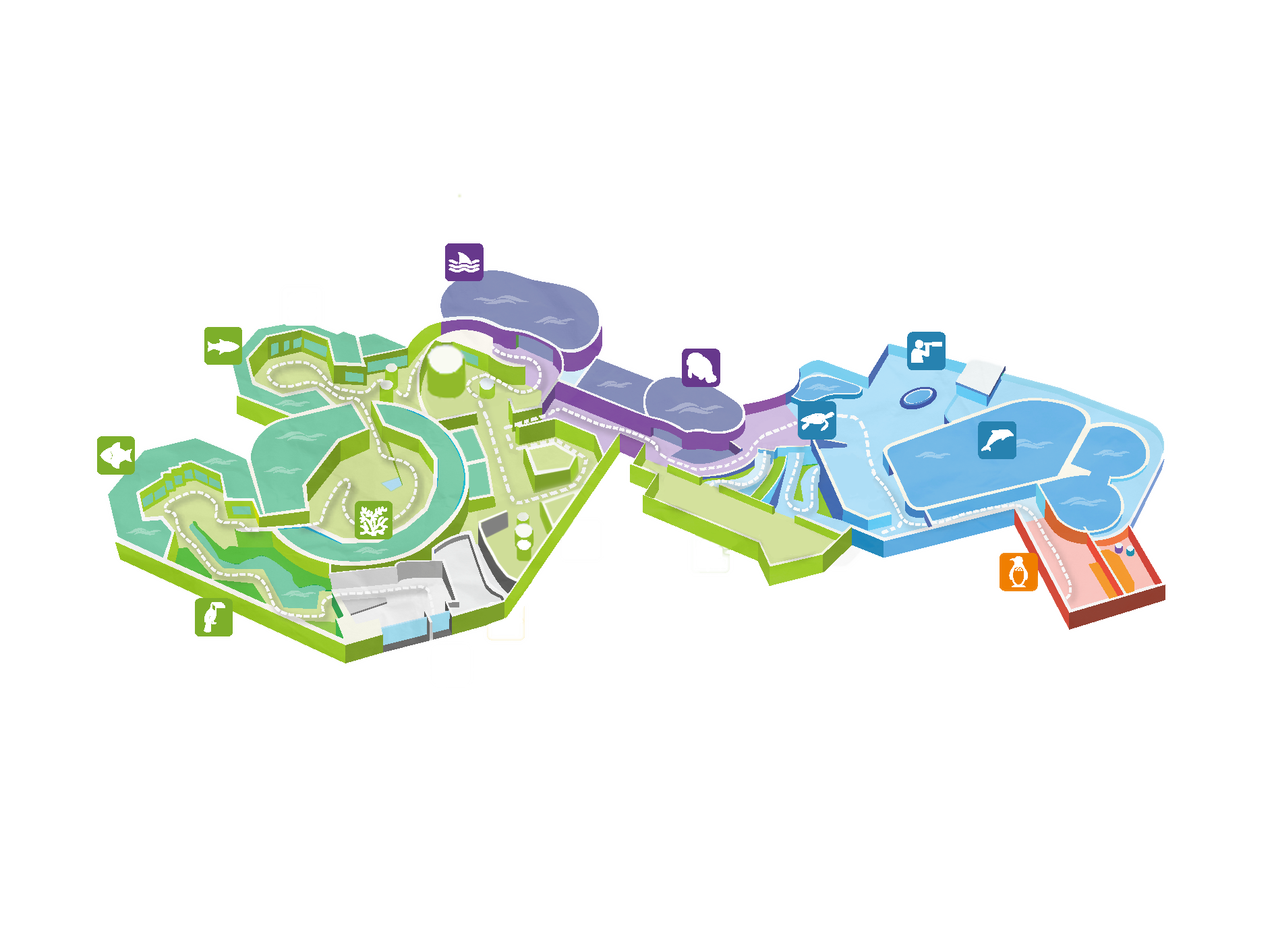 Mapa del recorrido del acuario